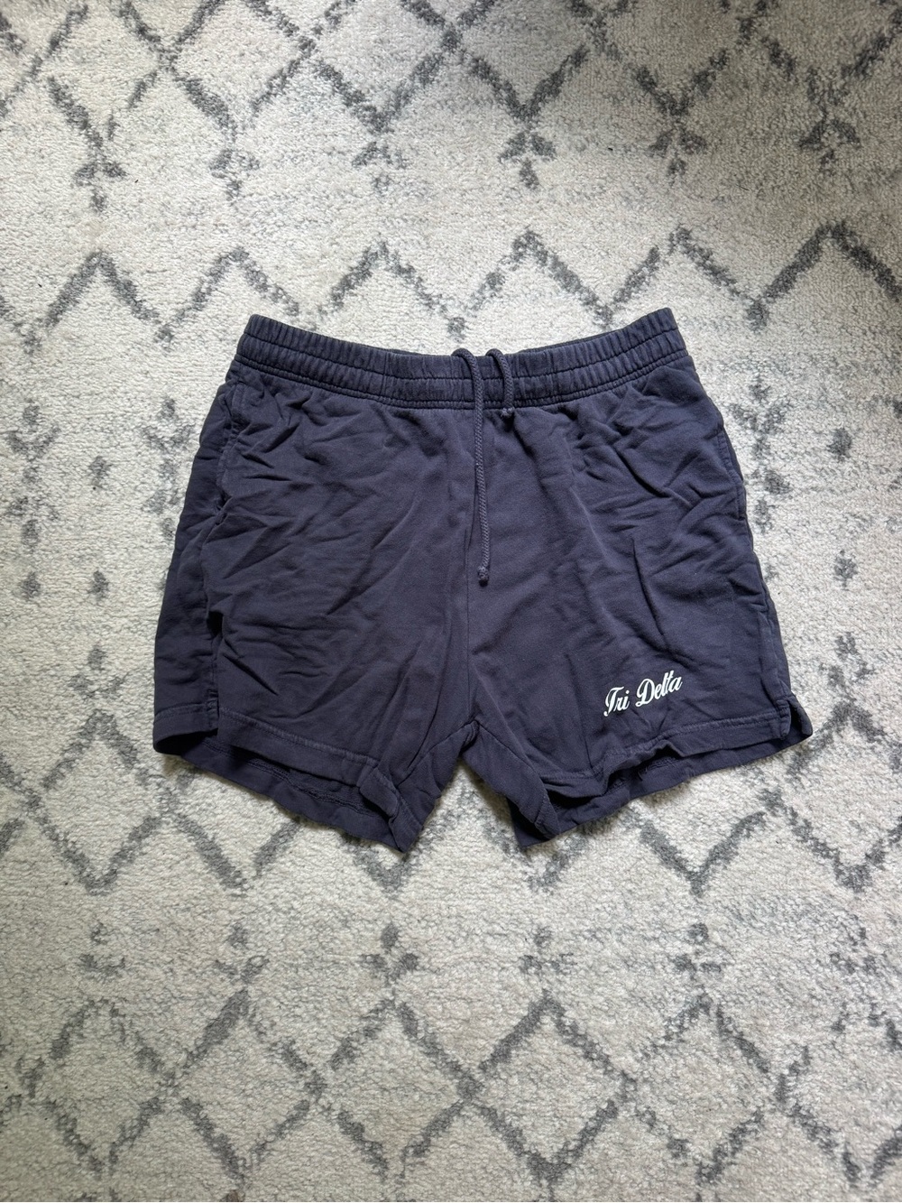 Tri Delta Navy Drawstring Casual Shorts